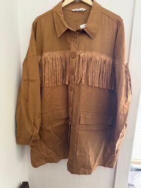 Studio Untold Women's Plus Fringe Shirt Jacket | Size 28/30